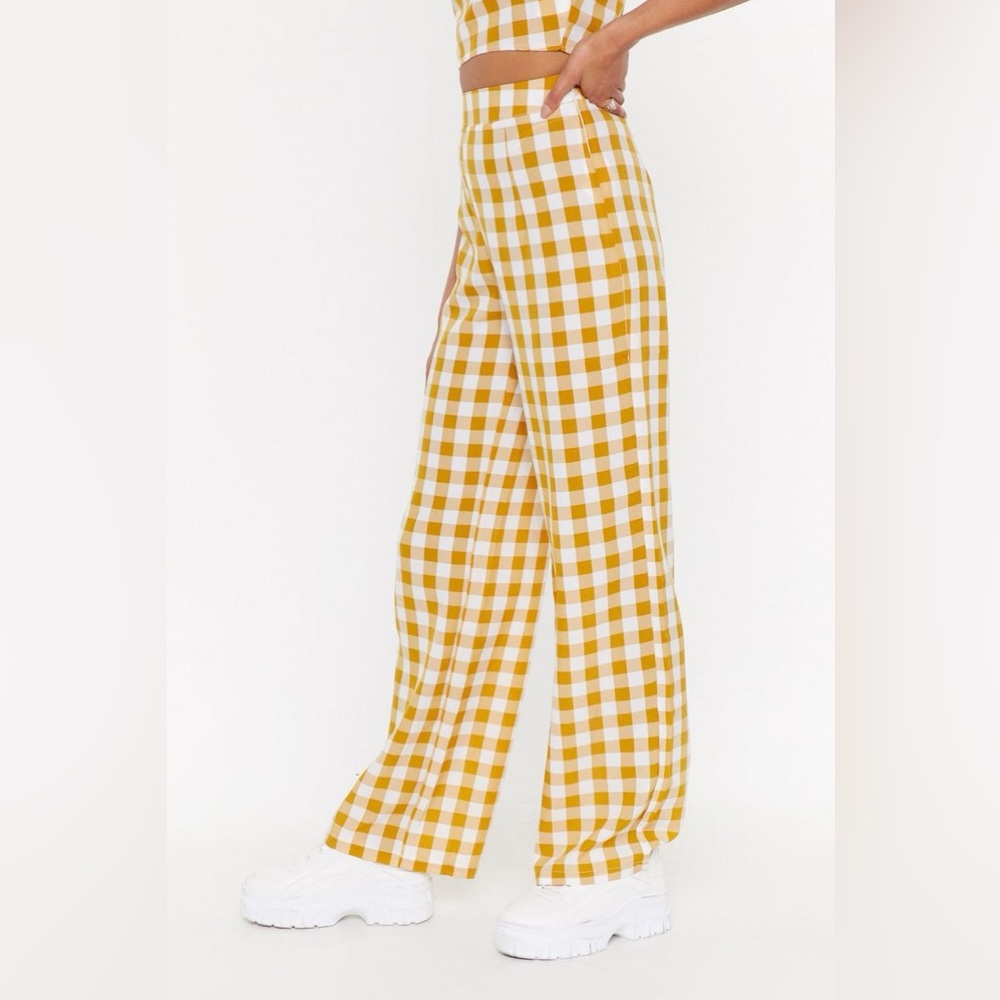 Nasty Gal Gingham wide leg co-ord trouser| Size: 6
